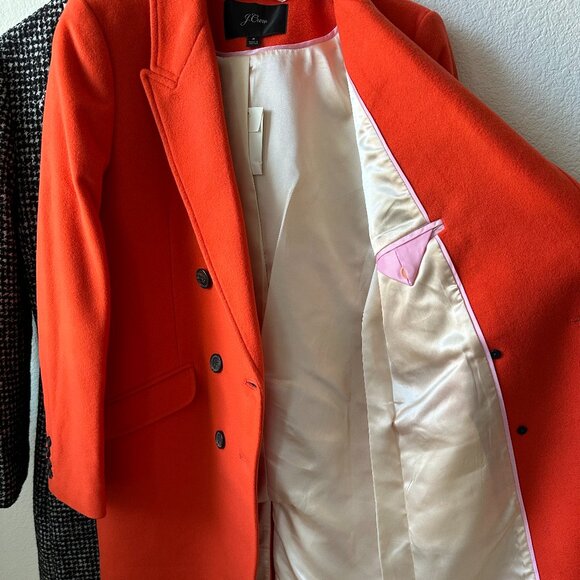 J. Crew Orange Double-breasted Topcoat Coat Size 2 - Picture 9 of 14